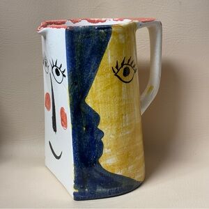 Vintage 1997 Tateposco Signed Padilla Mexico Hand painted 3 Face Pitcher